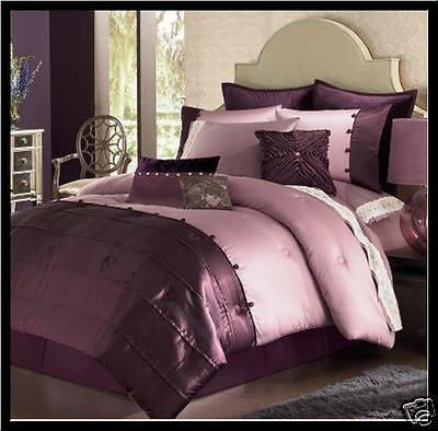 Daisy Fuentes GLAM Satin Comforter Set FULL 4 pcs Lilac & PURPLE 