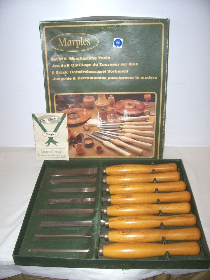   SET OF 8 MARPLES WOODTURNING TOOLS SHEFFIELD ENG. CHISELS GOUGES