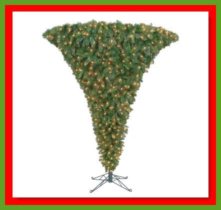   GREEN PRE LIT UPSIDE DOWN LIGHTED CHRISTMAS ARTIFICIAL UMBRELLA TREE