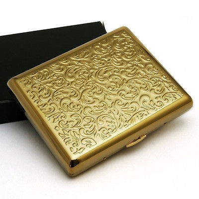   Plated embossed arabesque cigarette case cardcase Holds 20 cigarettes