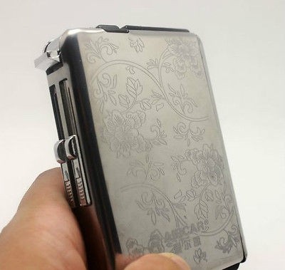 Automatic Cigarette Case With Windproof Lighter Can Hold 10 Cigarettes 