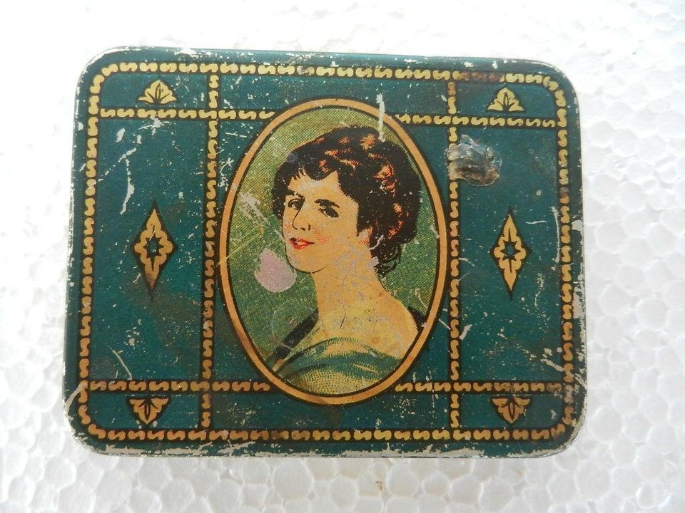   EHS Vintage Beautiful Lady Litho Print Ad Tin Cigarette Holder / Box