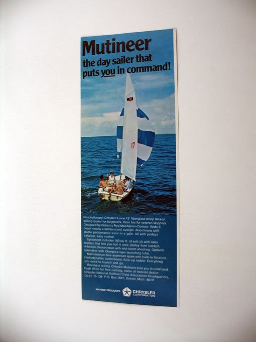 Chrysler Mutineer Day Sailer sail boat 1972 print Ad