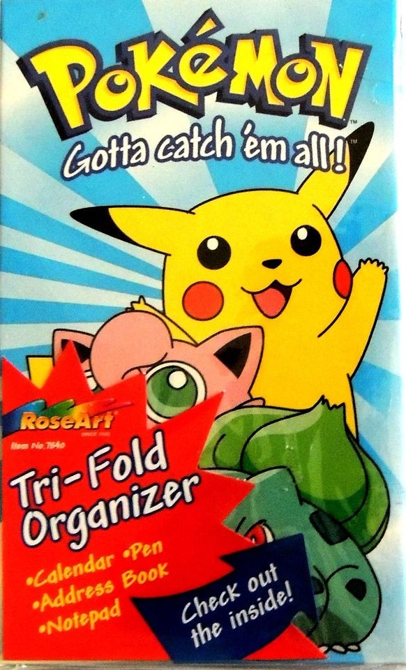 NEW POKEMON TRI FOLD ORGANIZER, CALENDR,PEN,ADDRESS BOOK,NOTEPAD