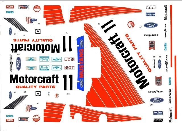 11 Motorcraft Roush Racing Mustang 1/24th   1/25th Scale Waterslide 