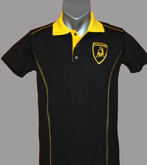 Lamborghini T Shirt with collar   embroidered logos