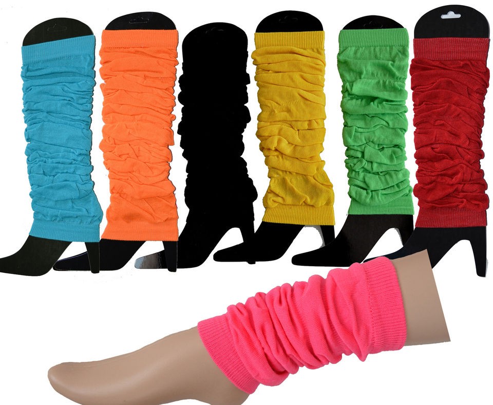 80s disco punk dance costume NEON FLURO Leg Ankle Knee Arm Warmers 