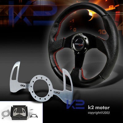 BLACK LEATHER SPORT STEERING WHEEL+SMG SHIFT PADDLES QUEST Forester