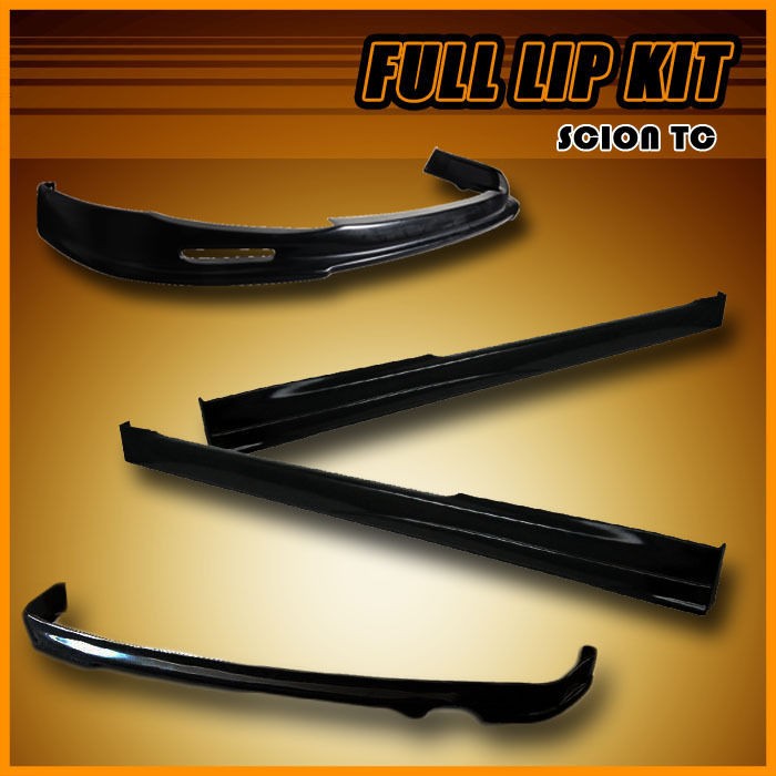 FIT04 05 06 07 SCION TC PU FRONT+REAR BUMPER LIP SPOILER+SIDE SKIRT 