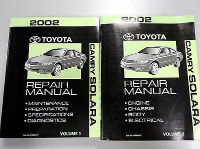 2002 Toyota Camry Solara Repair Service Manuals Volume 1 & 2   In Good 