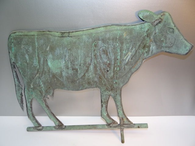Antique Old Copper Handmade Architectural Barn Décor Decorative Cow 