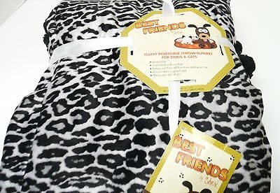 New dog cat black animal print reversible throw blanket fluffy 60 x 