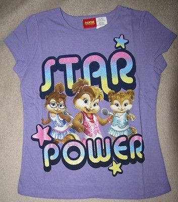 ALVIN and The CHIPMUNKS *Star Power* Girls S/S Tee T Shirt sz 10/12