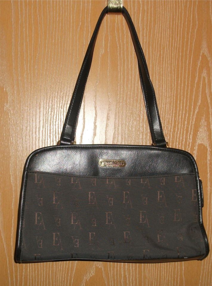   by Etienne Aigner Brown Logo Cloth Faux Leather Shoulder Handbag