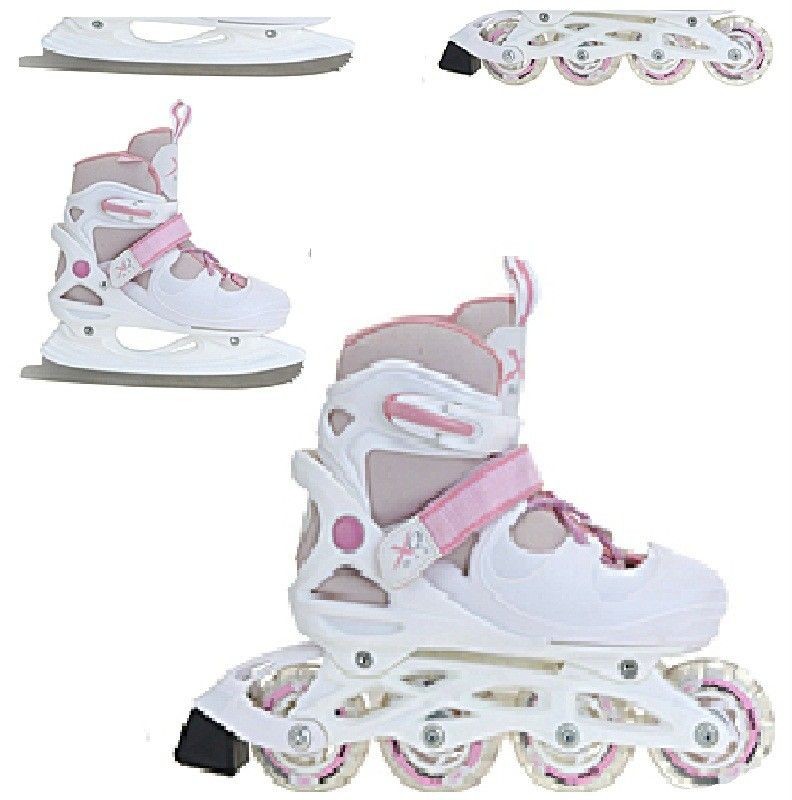   INLINE SKATES ROLLER ICE SKATING BOOTS TRANSFORMER ADJUSTABLE SHOES