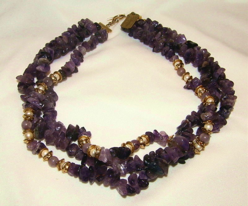 Rita Frascione, Fiorenze 3 strand amethyst nugget necklace