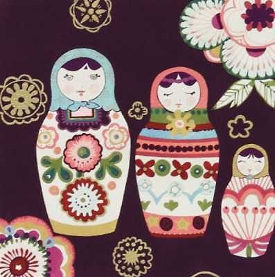 PURPLE NADYA BABUSHKA DOLL MATRYOSHKA FABRIC METALLIC ALEXANDER HENRY