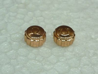 OMEGA VINTAGE WRIST WATCH CROWN BUTTONS 2 PIECE PINK GOLD PLATED