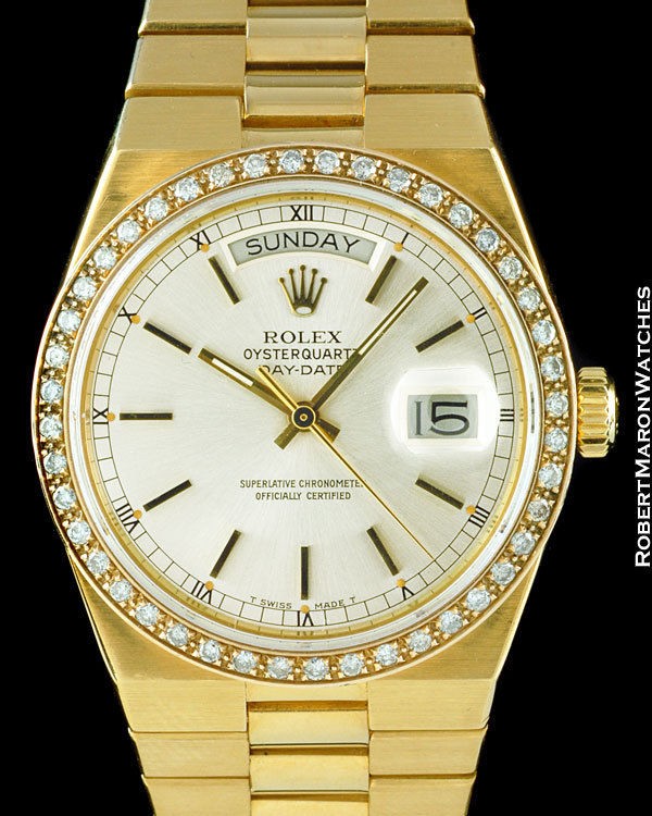 ROLEX OYSTER QUARTZ DAY DATE PRESIDENT 19018 DIAMOND BEZEL 1979