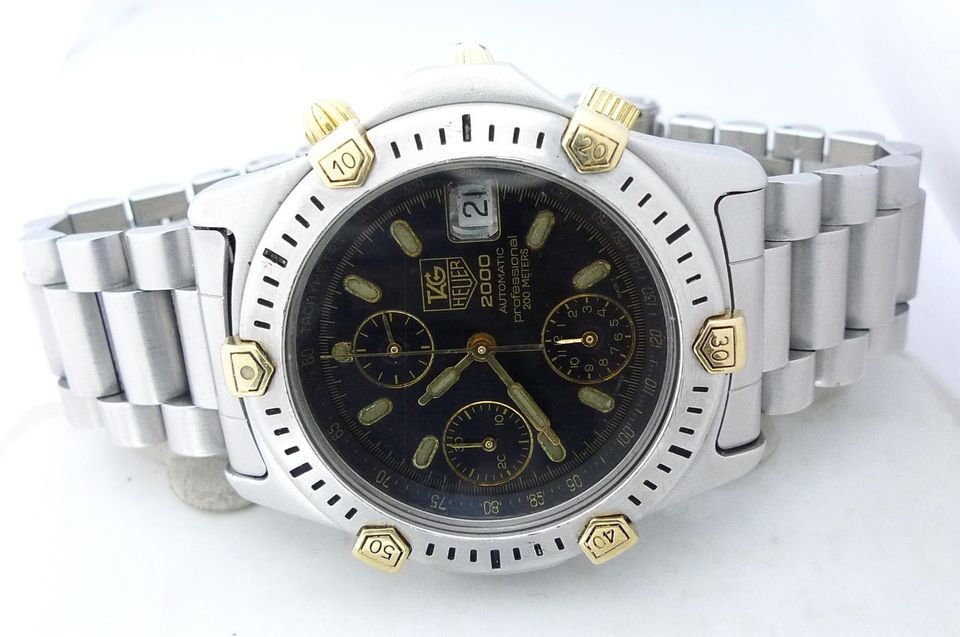 TAG HEUER Super 2000 14K GOLD SS AUTOMATIC LWO 2892 Chronograph Watch 