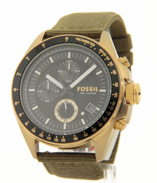 DE5017 Fossil Vintage Bronze Chrono Tachymeter Date New Nylon Watch