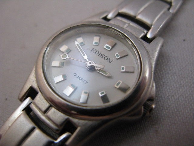 EDISON  White Dail,SS Case&BandLADI​ES WATCH,530 L@@K