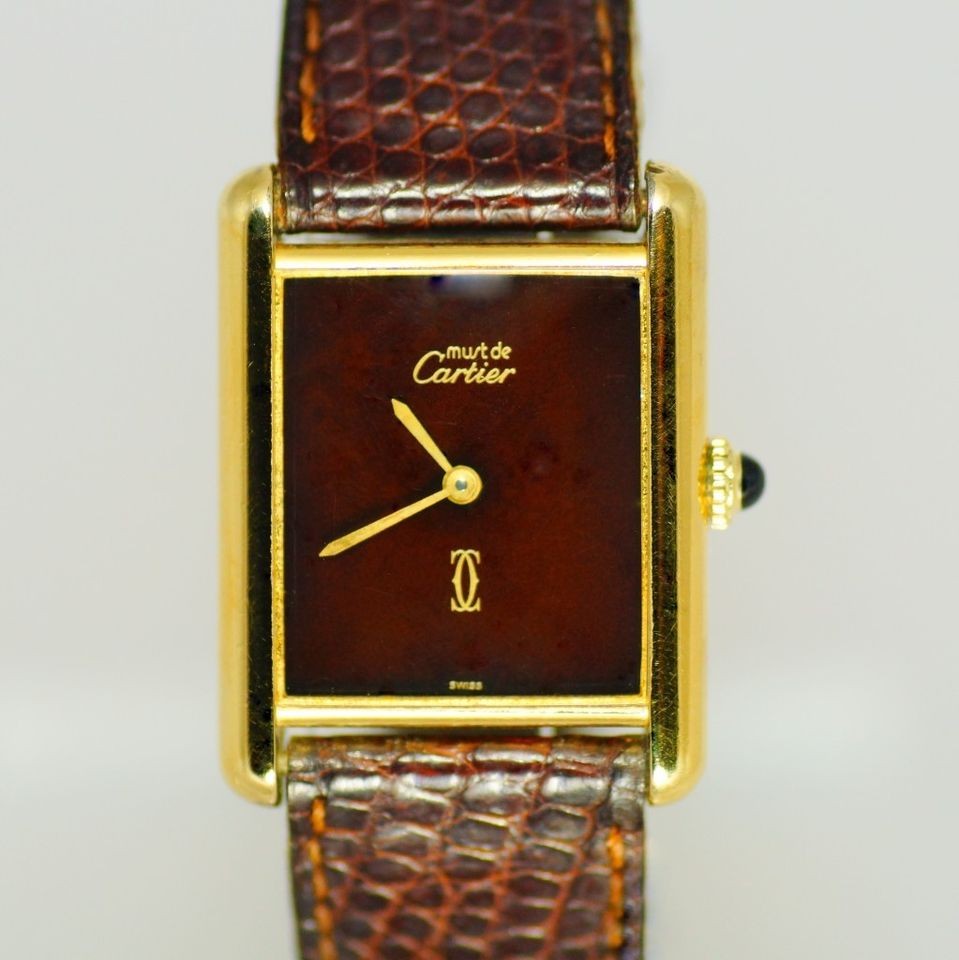 Vintage Cartier Tank 18ct Gold Plated Manual wind wrist Watch 1980s