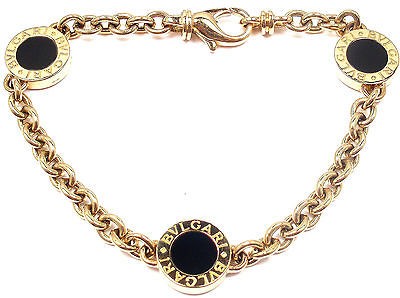 RARE AUTHENTIC BVLGARI BVLGARI 18K YELLOW GOLD BLACK ONYX LINK 