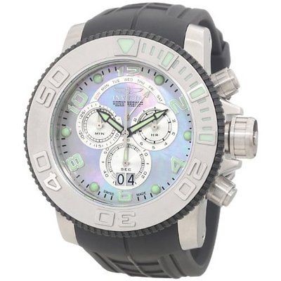 Invicta 0861 Sea Hunter FULL SIZE Platinum M.O.P Dial Polyurethane 