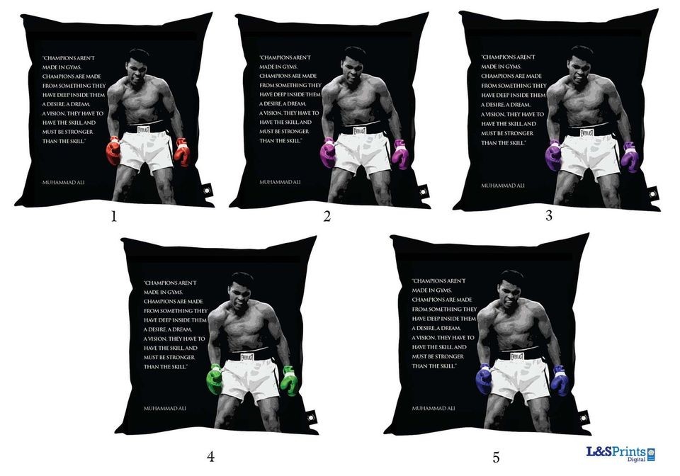   ALI BOXING GLOVES QUOTE CUSHION 18 BEDROOM ACCESSORY HOME DECOR