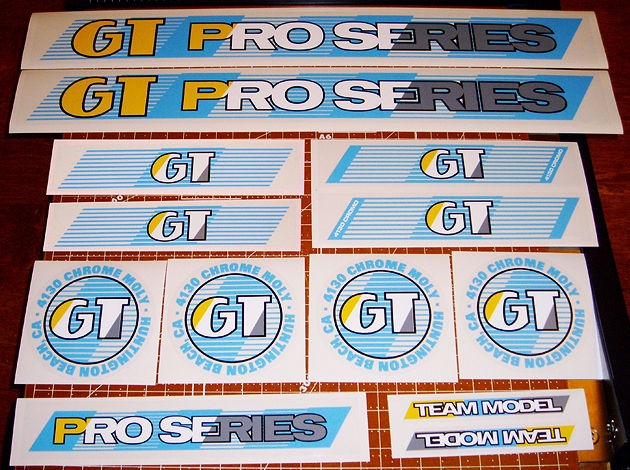   88 GT BMX Pro Series Team, restoration decal set on clear LIGHT BLUE