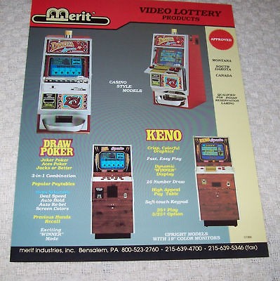 MERIT VIDEO LOTTERY SLOT MACHINES FLYER BROCHURE 1990