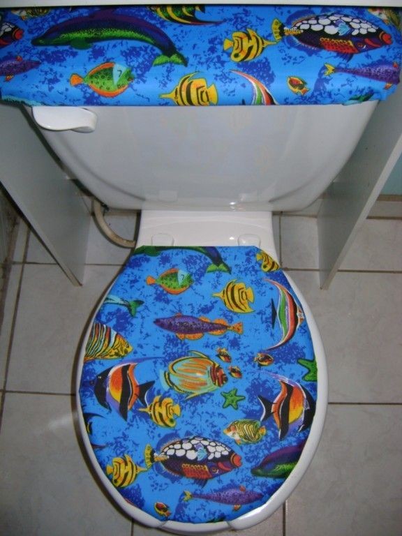 Tropical Fish Sea Ocean Fabric Toilet Seat Cover Set