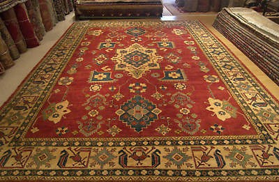   Large Vegetable Dye Hand Spun Wool Afghan Kazak Serapi Rug 2315