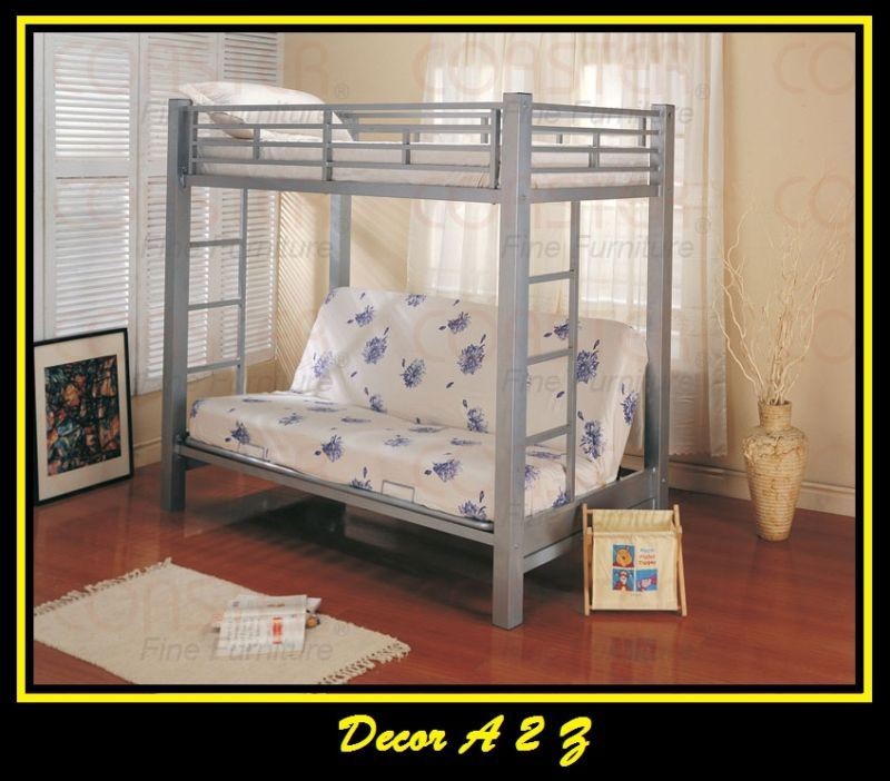 Twin/Futon Metal bunk bed silver Finish.