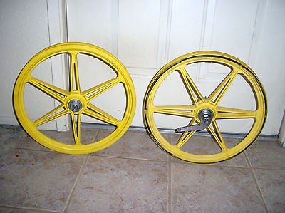 BMX Old School ACS MX Mag Wheel Set Bendix Coaster Brake Yellow