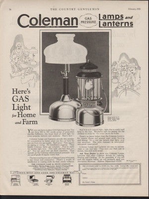 FA 1928 COLEMAN STOVE GAS LIGHT LAMP LANTERN FAMILY HOUSE