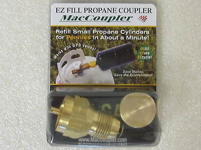   Propane Refill Adapter & 1 Brass MAC CAP for Small Coleman Bottles