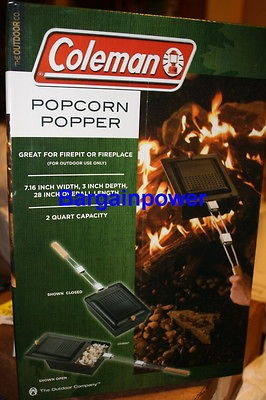 NEW COLEMAN HOT BUTTERED POPCORN POPPER BBQ FIREPIT FIREPLACE 2 QUART 