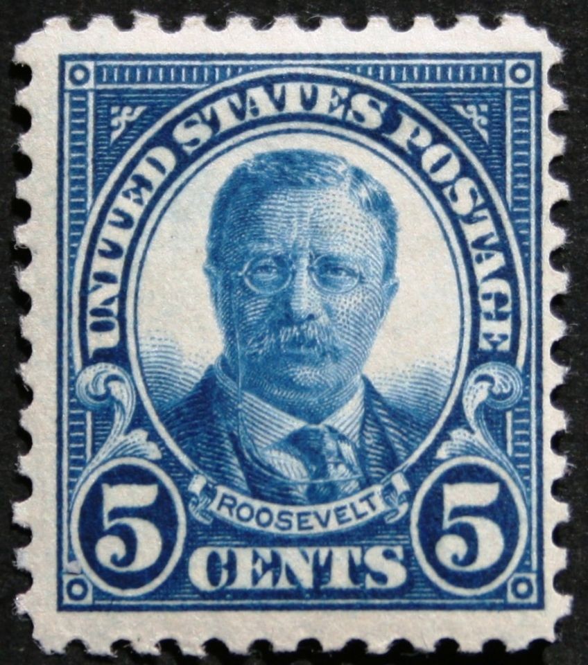 Scott# 557, Mint OG LH, F VF, 5c T. Roosevelt, c1922