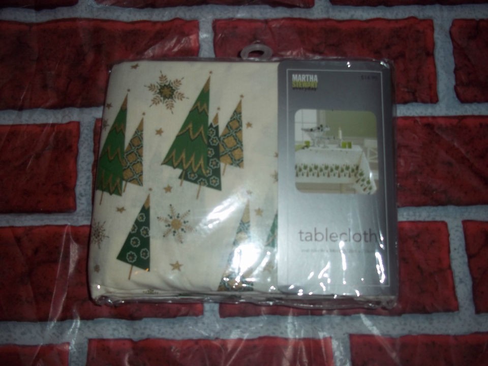 NWT Martha Stewart Tablecloth Gold Starry Forest fabric tan green 