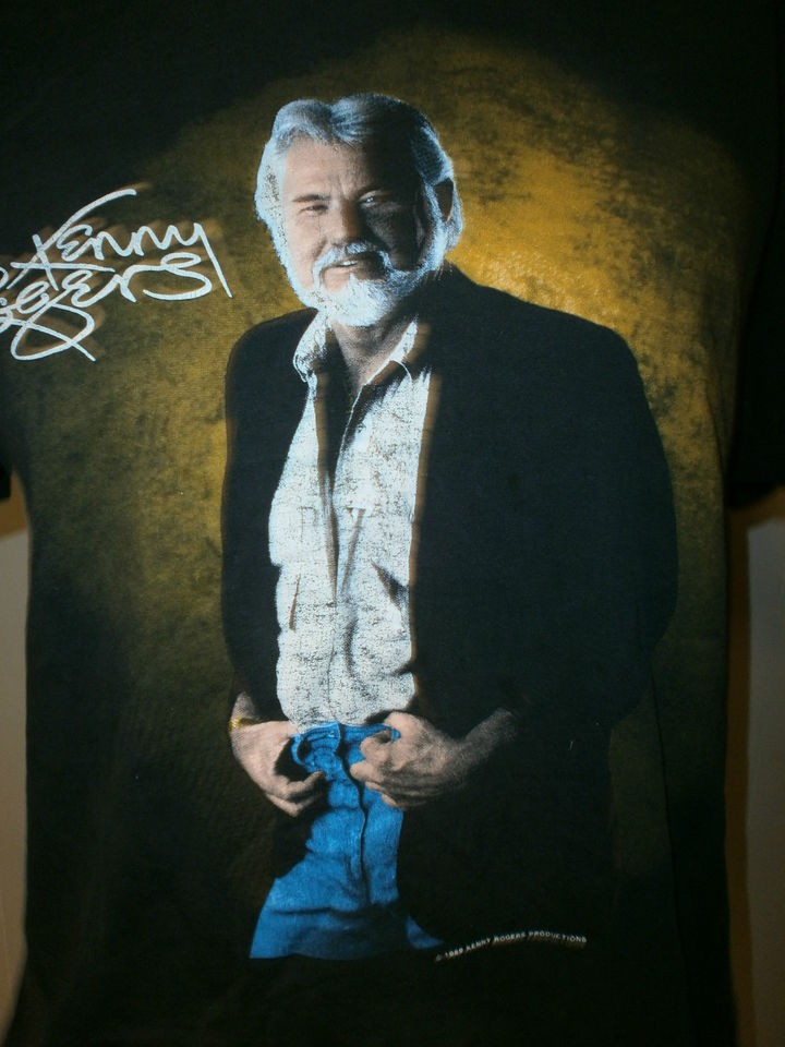 vtg KENNY ROGERS SHIRT concert tour 80s gambler beard mustache pre 