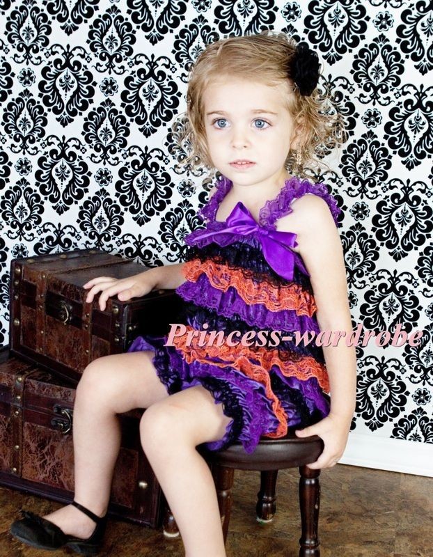 Halloween NewBorn Baby Black Rainbow Layer Chiffon ONE PIECE Petti 