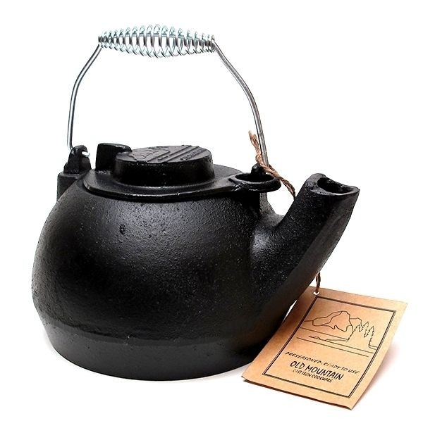 CAST IRON TEA KETTLE OLD MOUNTAIN 2 QUART TEA POT COUNTRY KITCHEN