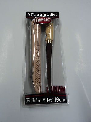 New* 7 1/2 Fishn Fillet Rapala Knife w/Sharpener Leather Sheath # 