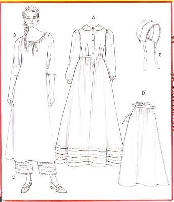 Early American Pioneer costume PATTERN dress McCalls 4548 S M 6 8 10 