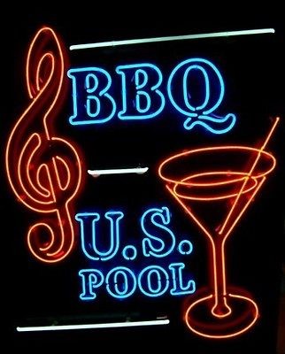 Da5 BBQ US POOL open Beer Bar Neon light sign store display 18*14 Real 