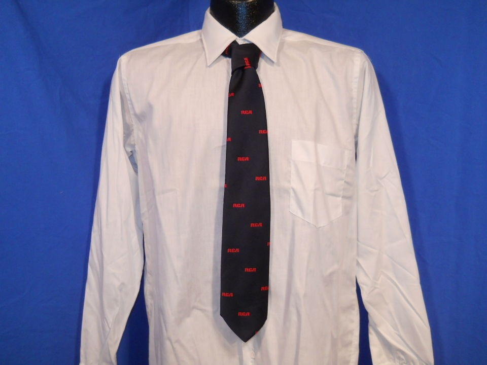   80S RCA VICTOR NAVY BLUE RED CORPORATE WORK ATTIRE ALYNN MENS TIE