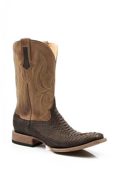   12 020 8801 36​16 Brown Square Toe Python Snakeskin Cowboy Boots