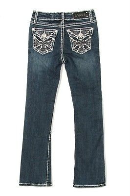 NWT LA IDOL Jeans KIDS Crystal All Spanish Cross Pocket Boot Sz 7 So 